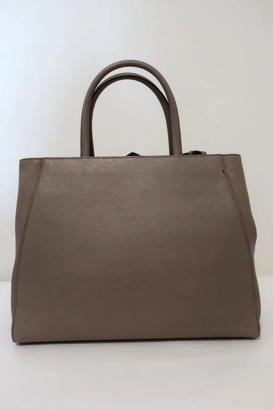 Fendi 2Jours Medium Tote Taupe Saffiano & Smooth Calfskin Leather Shoulder Bag
