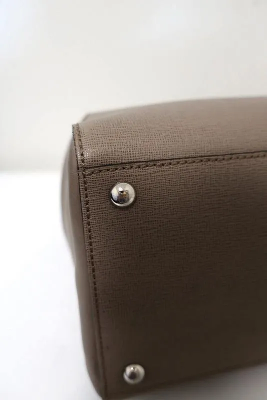 Fendi 2Jours Medium Tote Taupe Saffiano & Smooth Calfskin Leather Shoulder Bag