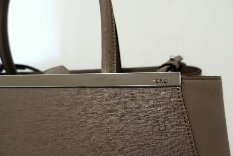 Fendi 2Jours Medium Tote Taupe Saffiano & Smooth Calfskin Leather Shoulder Bag
