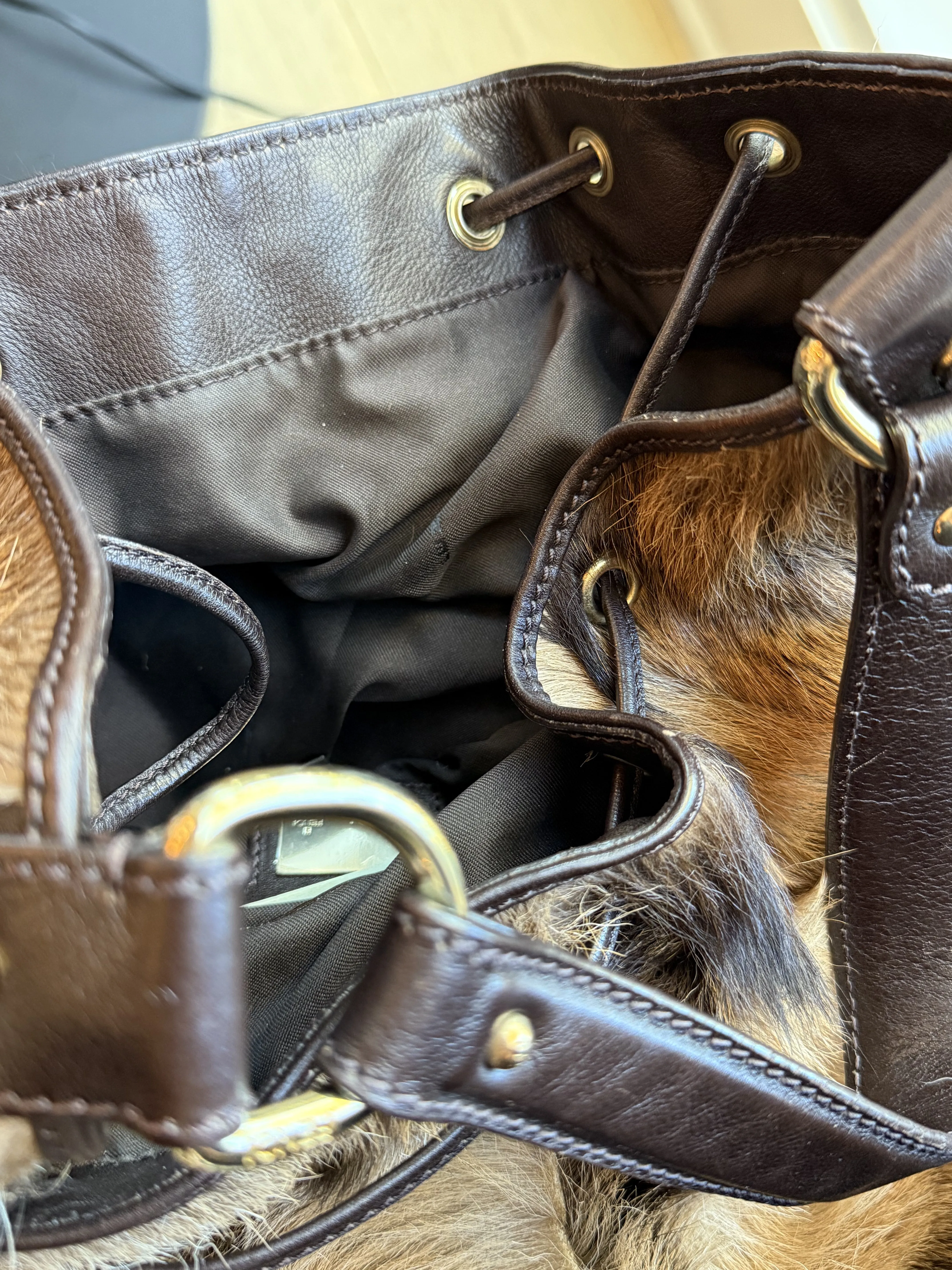 FENDI calf fur hobo handbag