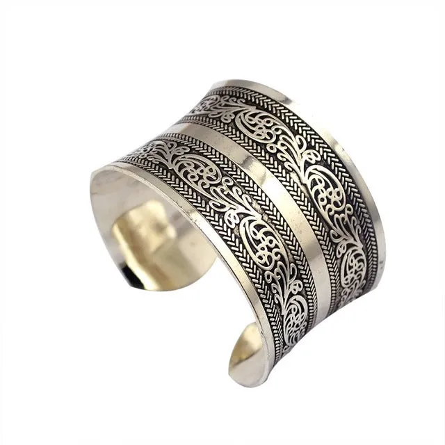 Find Me 2018 brand fashion Vintage Curved ethnic Cuff Bracelet punk boho Statement Bangles Letter bracelet bangle women Jewelry