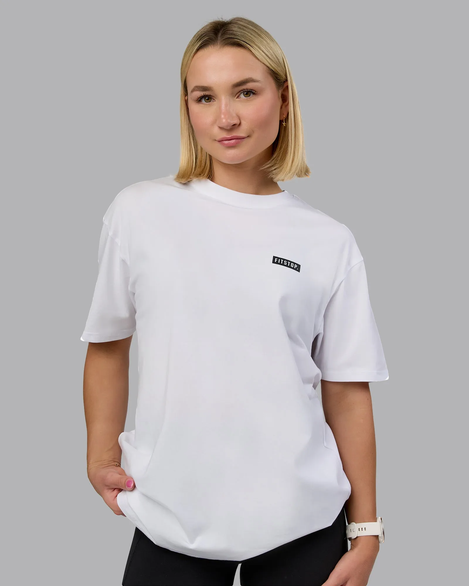Fitstop Embrace the Sweat FLXCotton Oversized Tee - White-Black