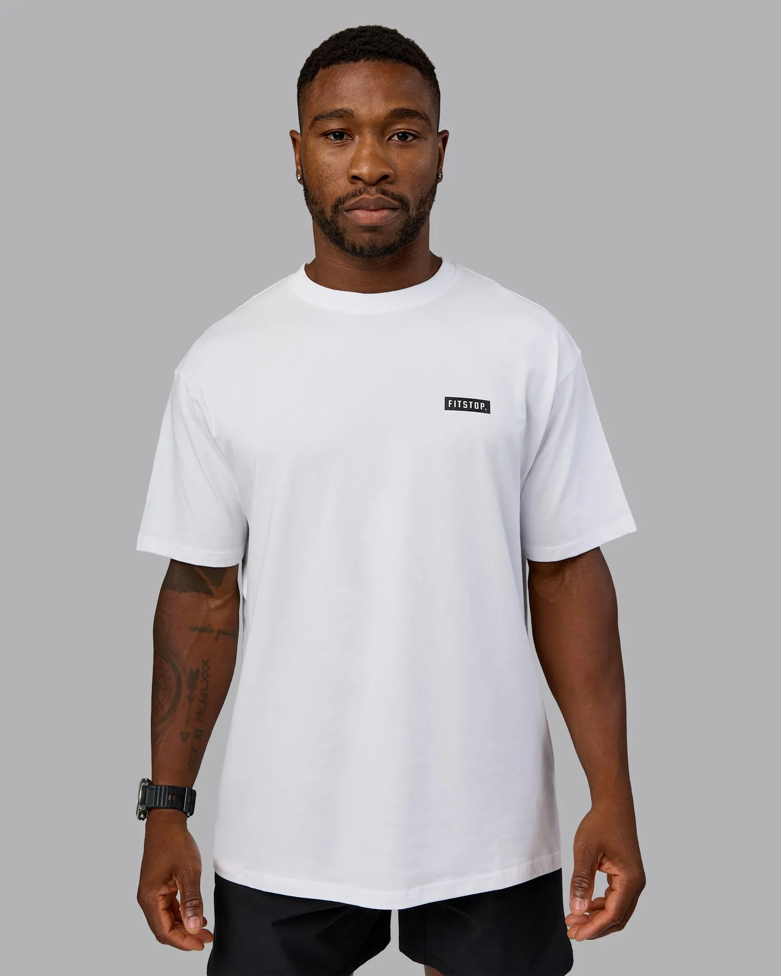 Fitstop Embrace the Sweat FLXCotton Oversized Tee - White-Black
