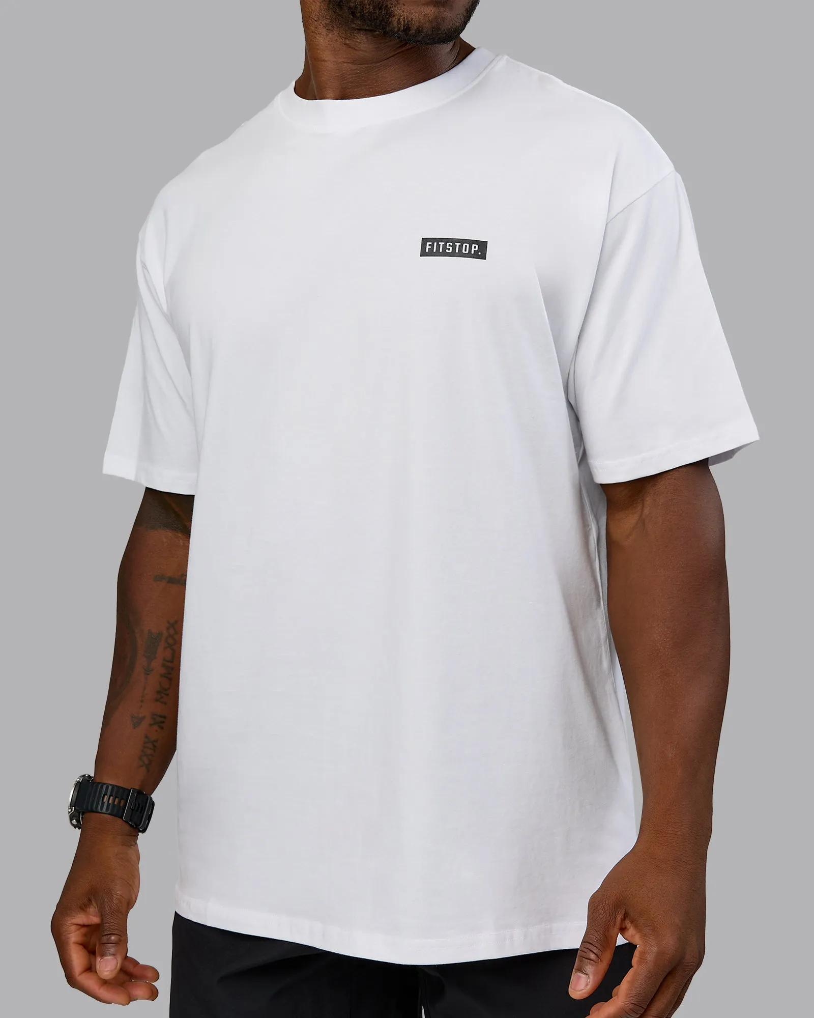 Fitstop Embrace the Sweat FLXCotton Oversized Tee - White-Black