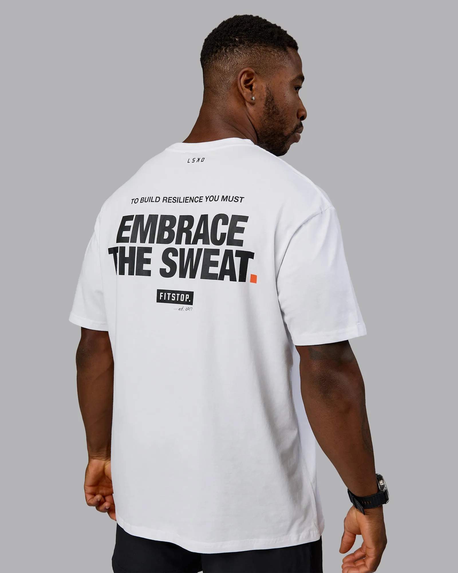 Fitstop Embrace the Sweat FLXCotton Oversized Tee - White-Black