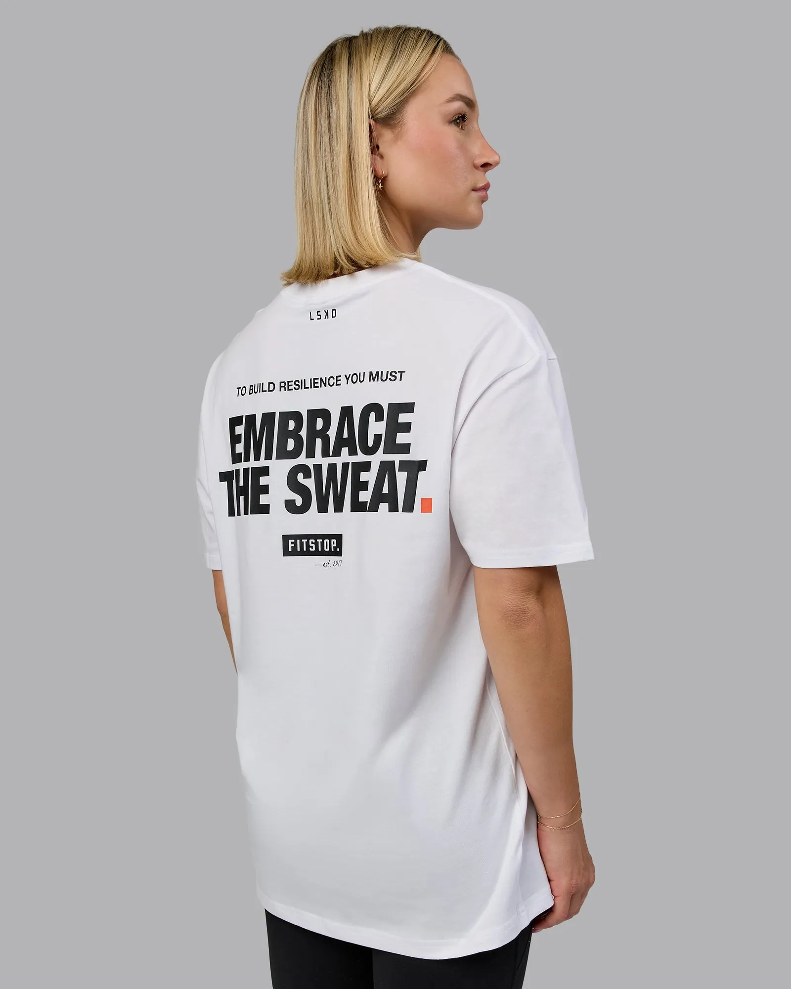 Fitstop Embrace the Sweat FLXCotton Oversized Tee - White-Black