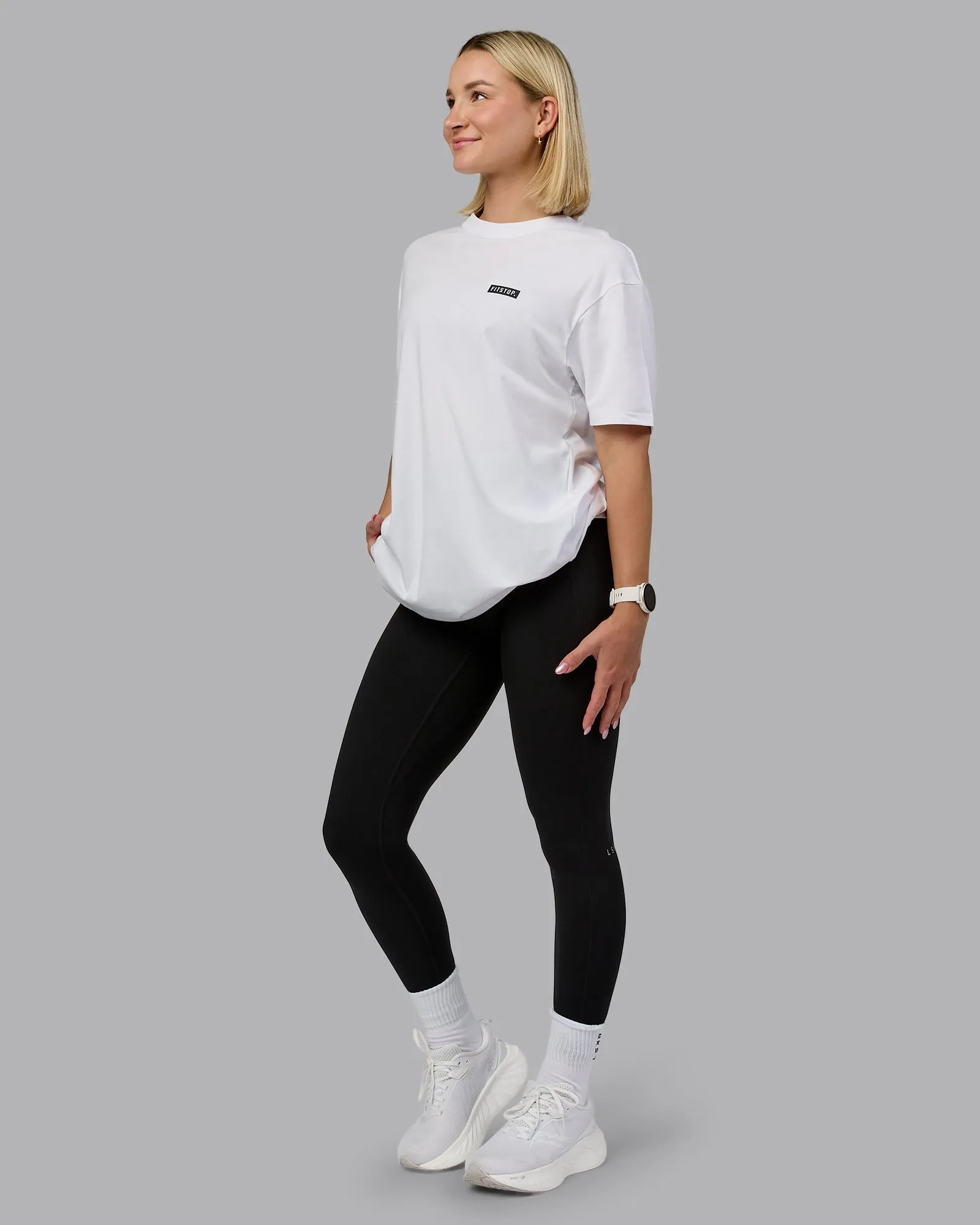 Fitstop Embrace the Sweat FLXCotton Oversized Tee - White-Black
