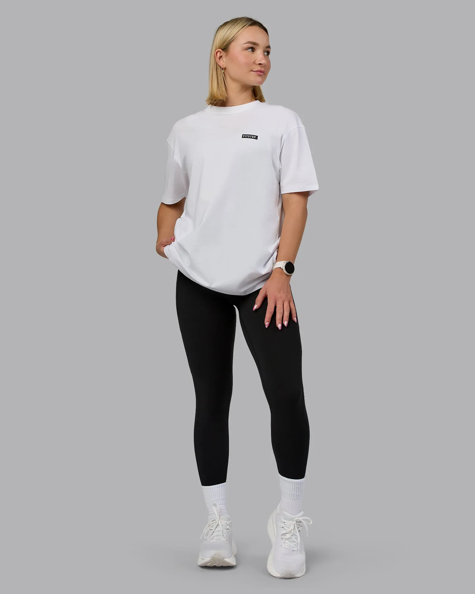 Fitstop Embrace the Sweat FLXCotton Oversized Tee - White-Black