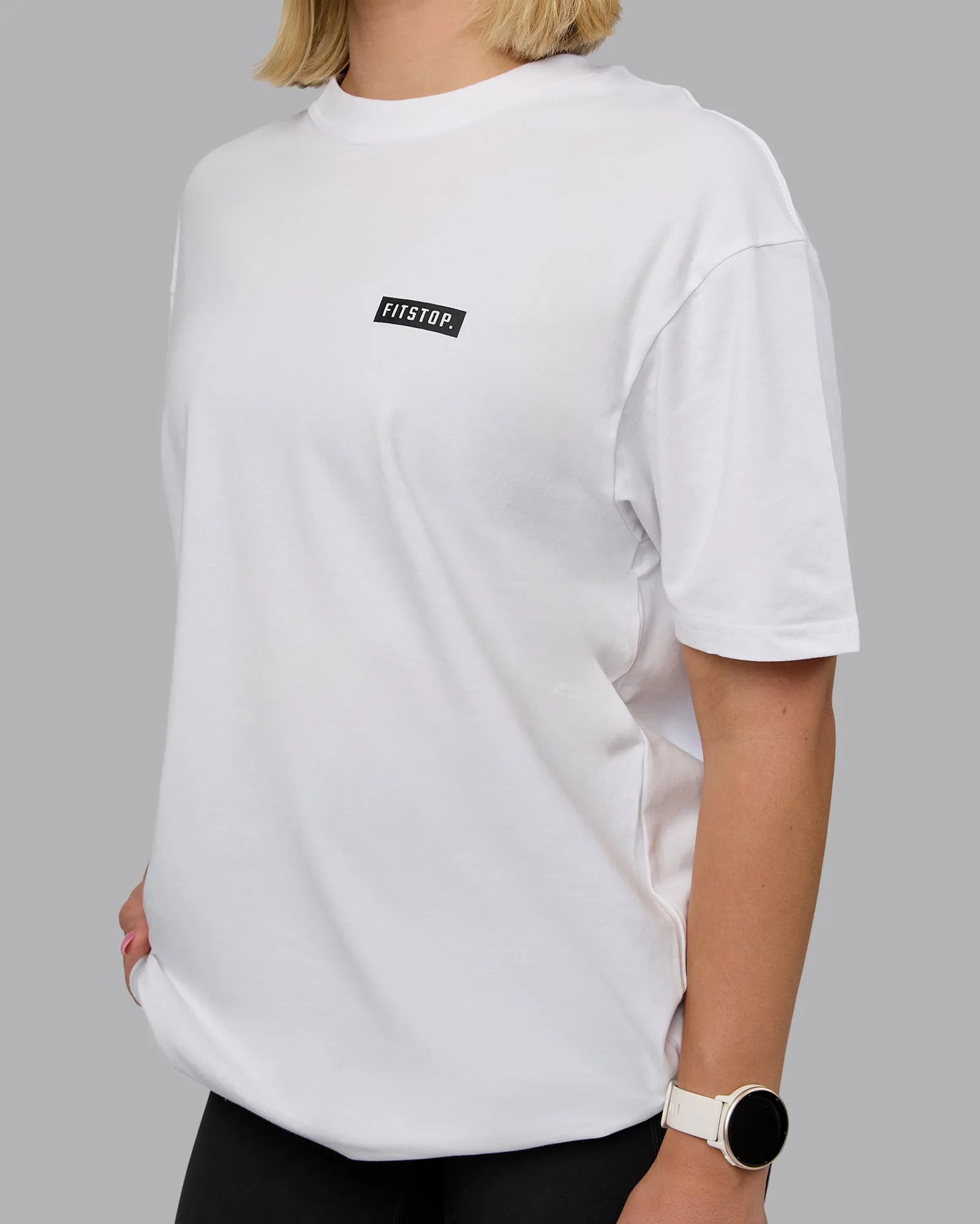 Fitstop Embrace the Sweat FLXCotton Oversized Tee - White-Black