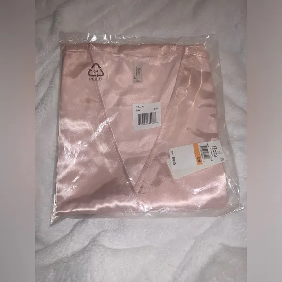 Flora by Flora Nikrooz Stella Satin Venise Trim Robe (Small/Medium; Pink)