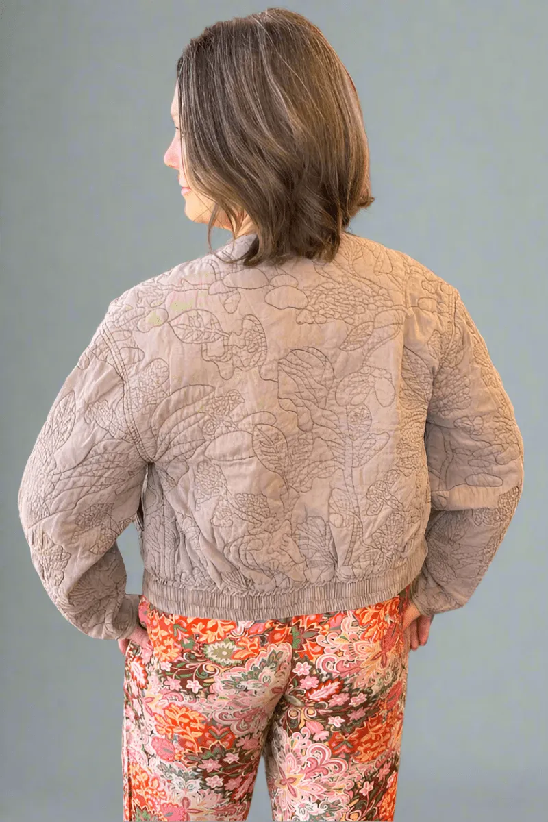 Floral Quilted Bomber Jacket