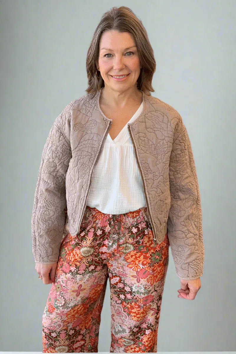Floral Quilted Bomber Jacket