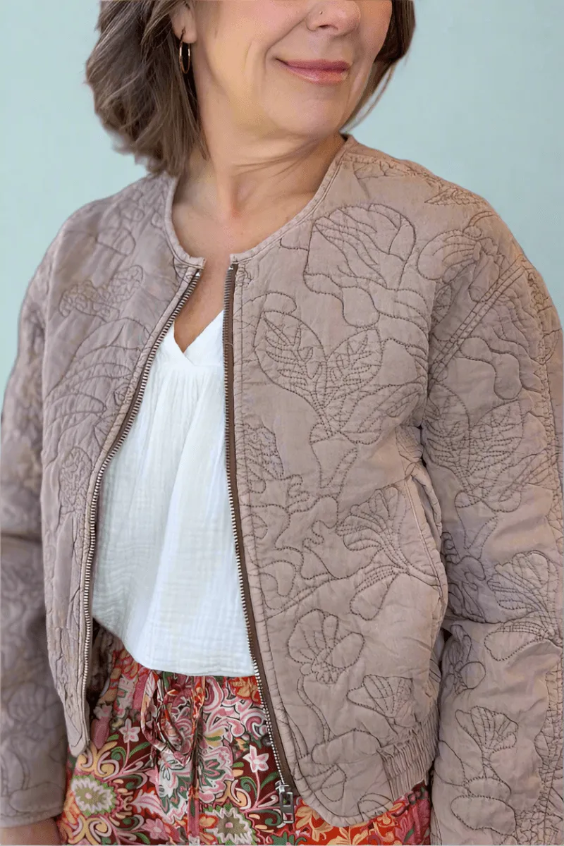 Floral Quilted Bomber Jacket