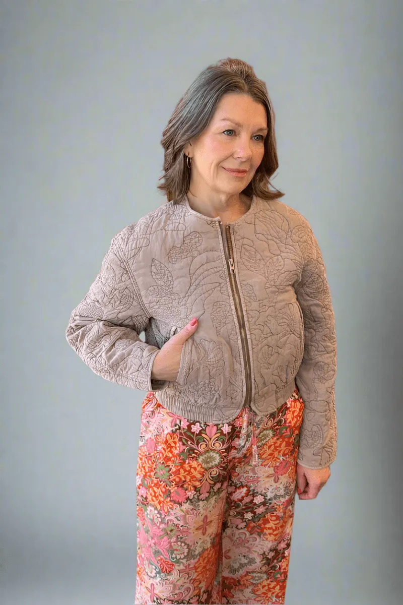 Floral Quilted Bomber Jacket