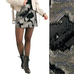 Free People Camo Skinny Sequin Mini Skirt
