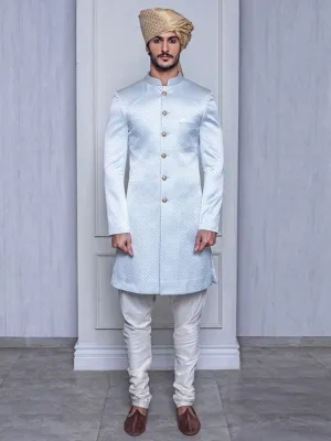 Frozen Blue Quilted Sherwani