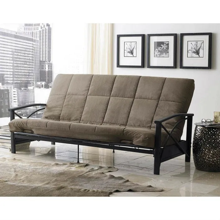 Full size 8-inch Thick Futon Mattress in Khaki Light Brown Color