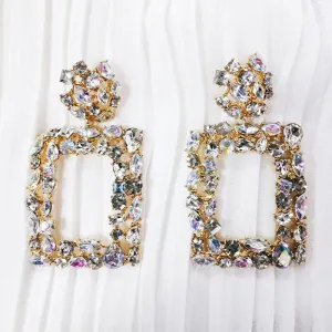 Geometry Pattern Studded Drop Earrings