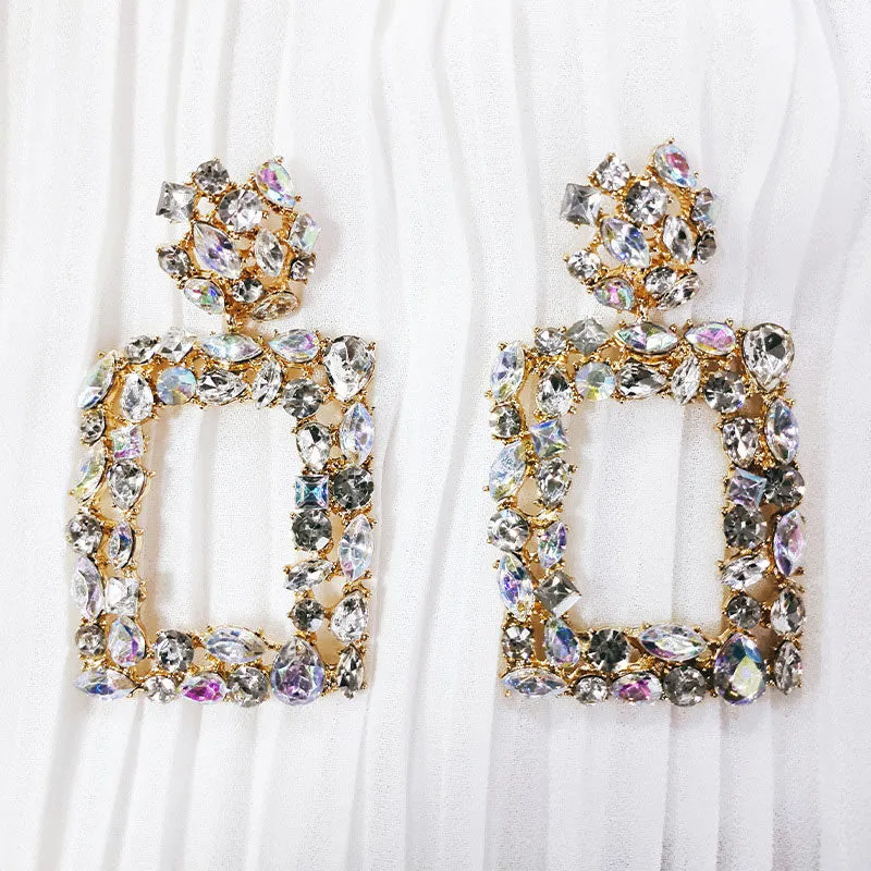 Geometry Pattern Studded Drop Earrings