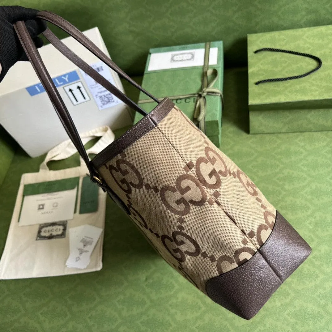 gg Ophidia Jumbo gg Medium Tote Camel And Ebony Jumbo Canvas For Women 15in/38cm 631685 UKMDG 2570