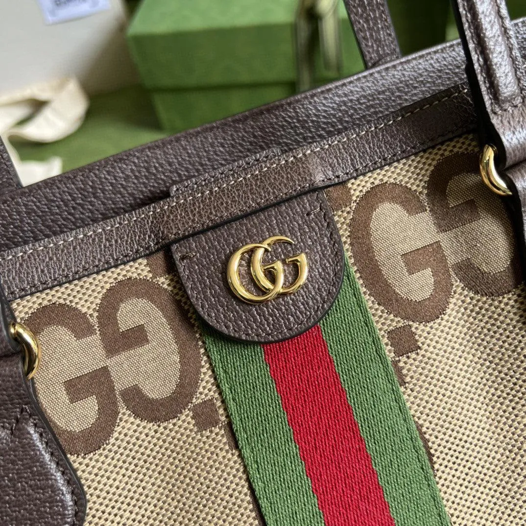 gg Ophidia Jumbo gg Medium Tote Camel And Ebony Jumbo Canvas For Women 15in/38cm 631685 UKMDG 2570