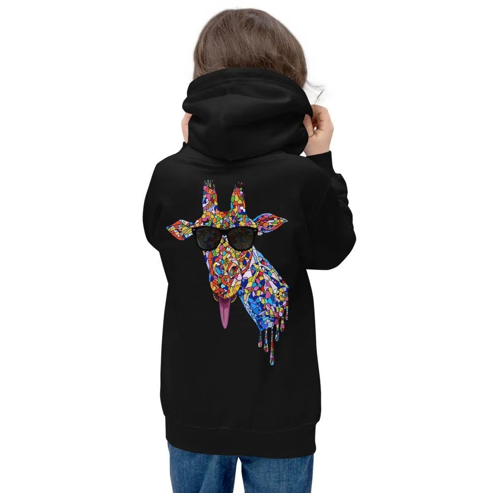 Girl's Sunglasses & Tongue Out Giraffe Hoodie