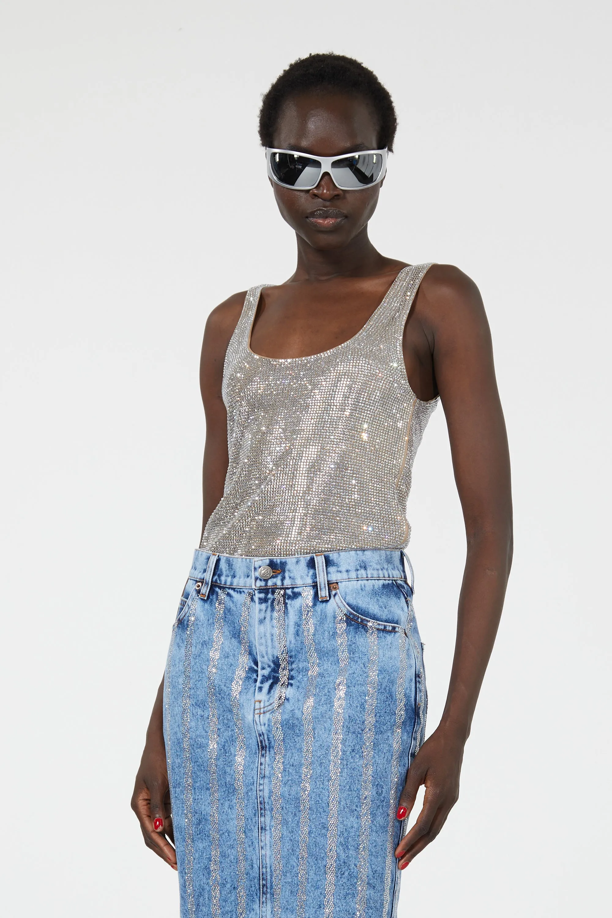 GIUSEPPE DI MORABITO Tank Top with Crystals