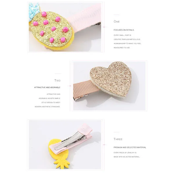 Glitter Fruit Hair Clips Set For Kids