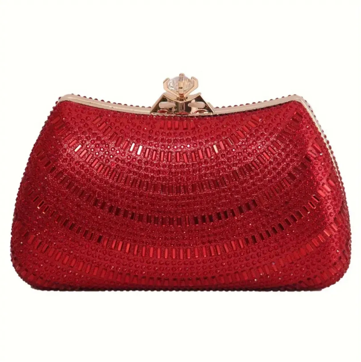 Glittery Red Rhinestone Clutch Evening Bag