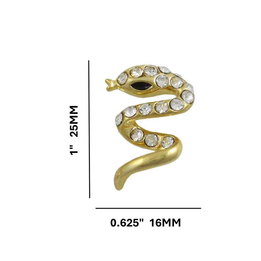 Gold and Crystal Hissing Snake Pierced Earring - REC536