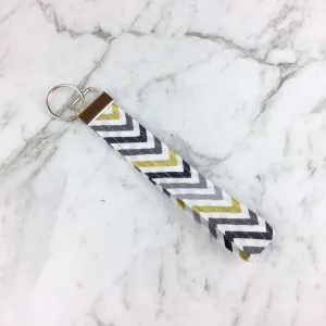 Gold and White Chevron Key Fob.