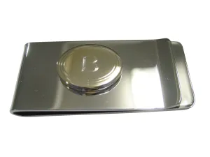 Gold Toned Etched Oval Letter B Monogram Money Clip