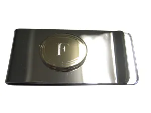 Gold Toned Etched Oval Letter F Monogram Money Clip