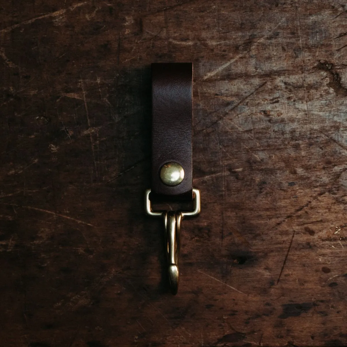 Golden Age Supply Genuine Leather & Brass Key Clip - Dark Brown
