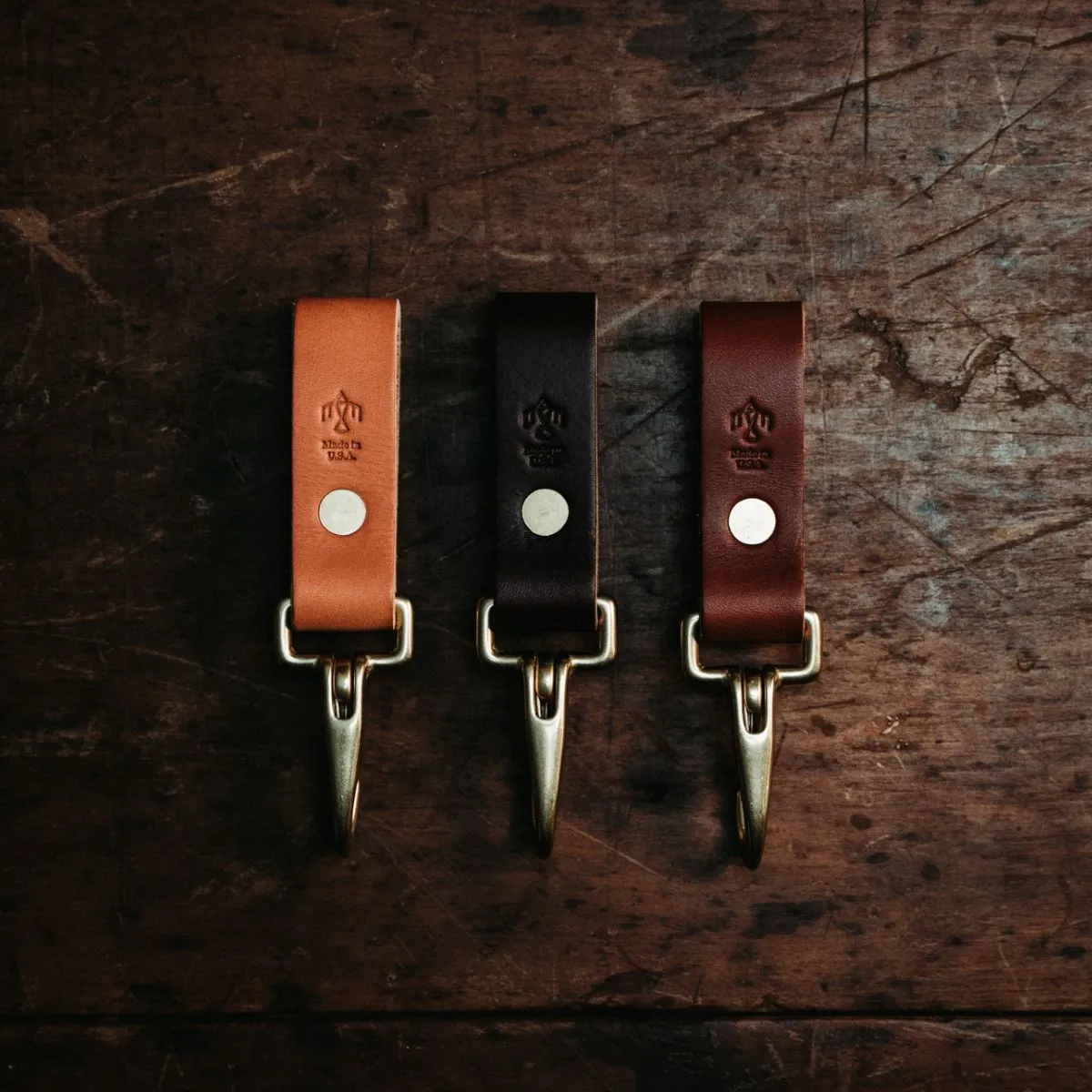 Golden Age Supply Genuine Leather & Brass Key Clip - Dark Brown