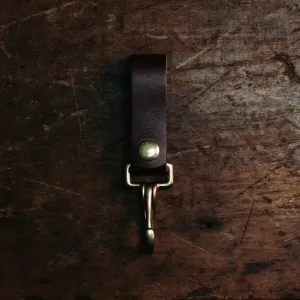 Golden Age Supply Genuine Leather & Brass Key Clip - Dark Brown