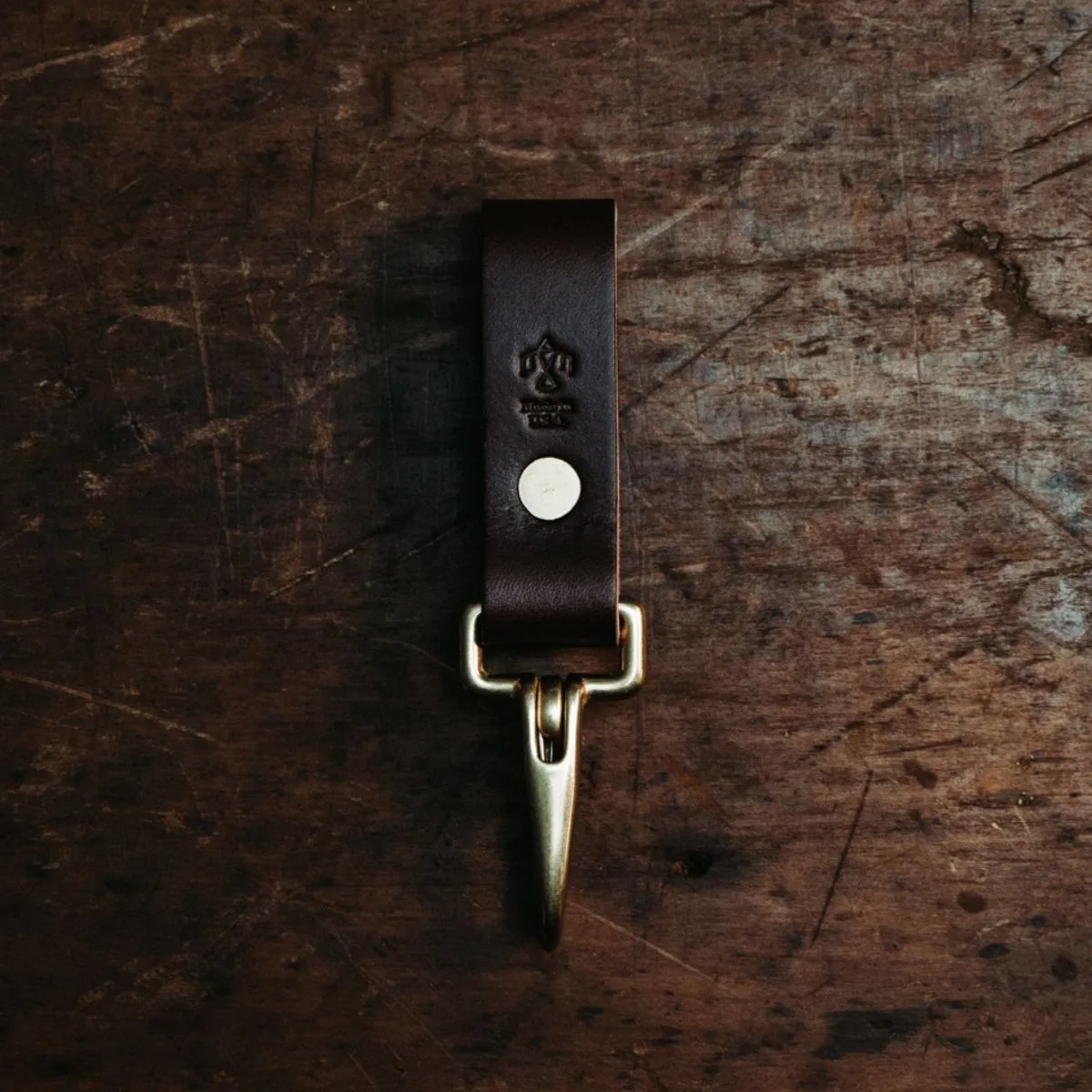 Golden Age Supply Genuine Leather & Brass Key Clip - Dark Brown