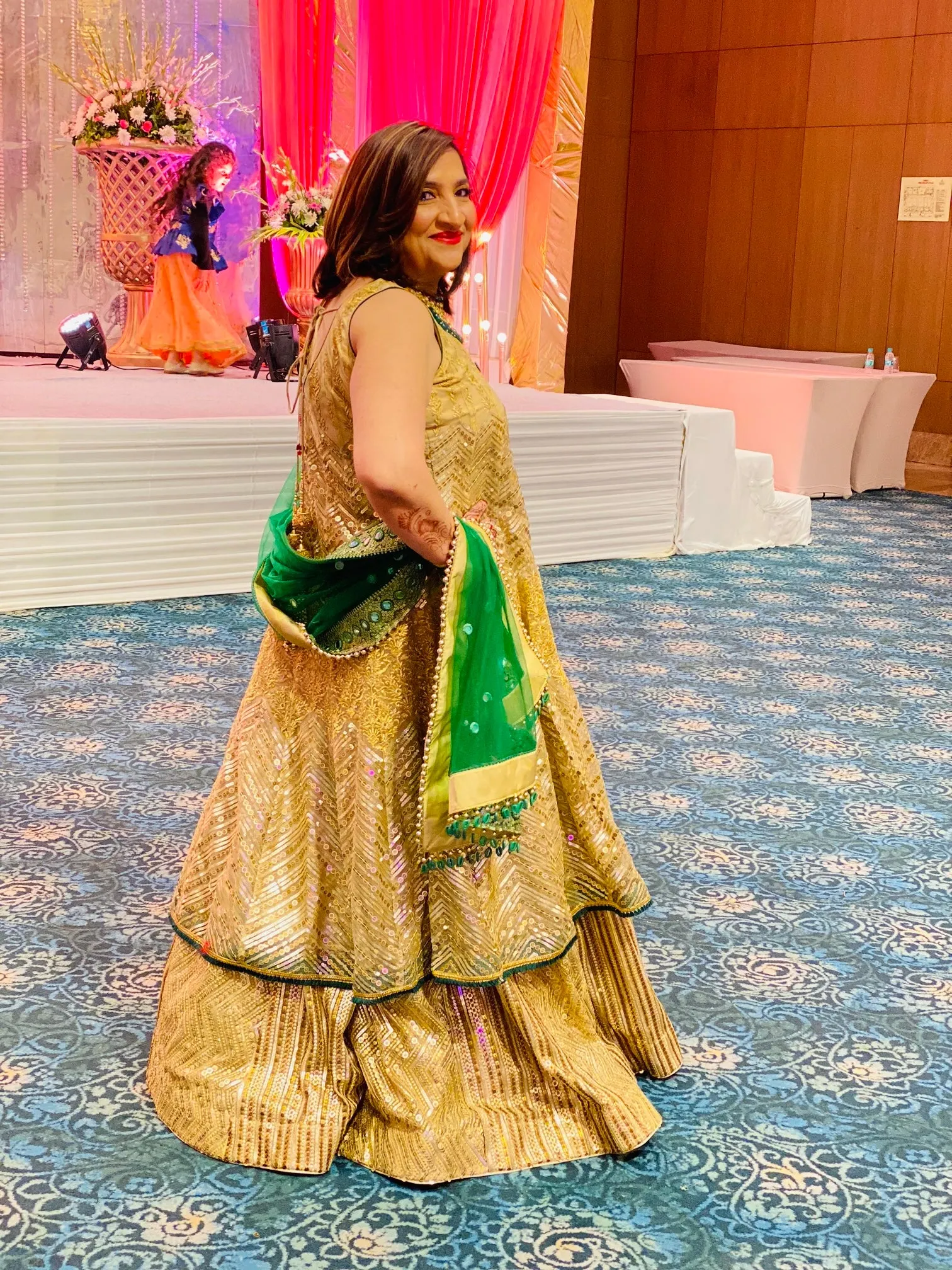 Golden Green Lehenga