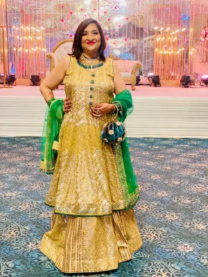 Golden Green Lehenga