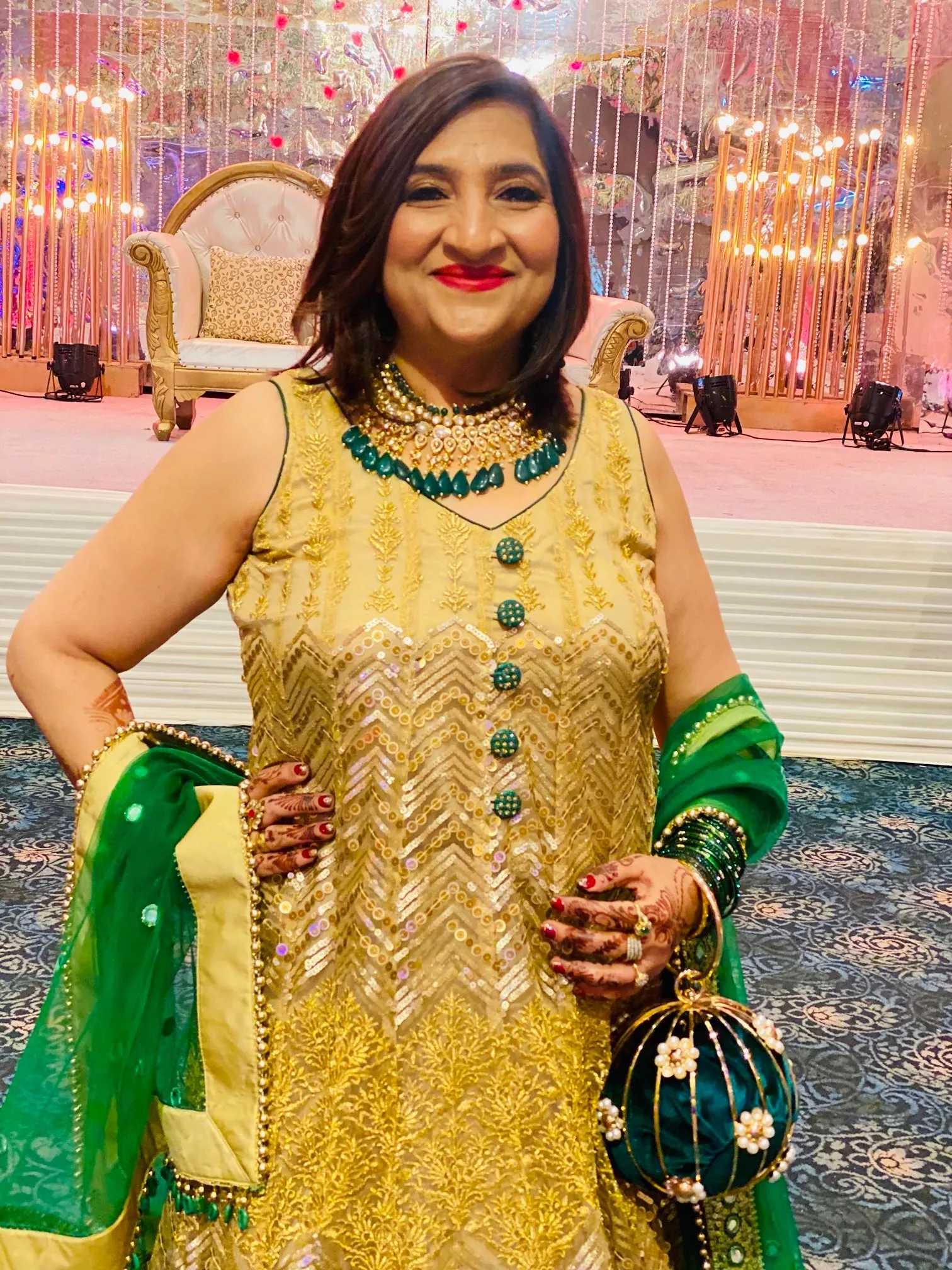Golden Green Lehenga