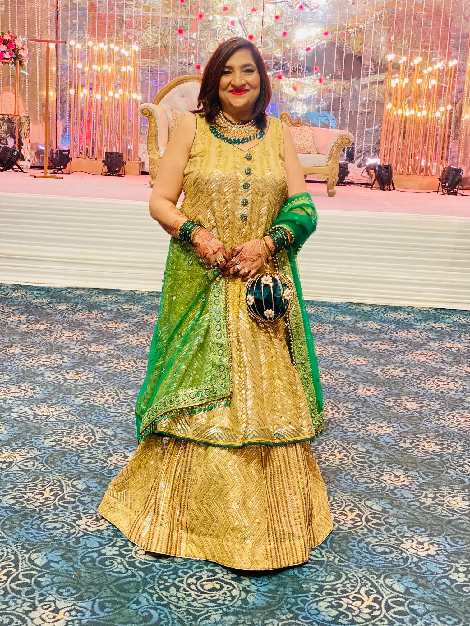 Golden Green Lehenga