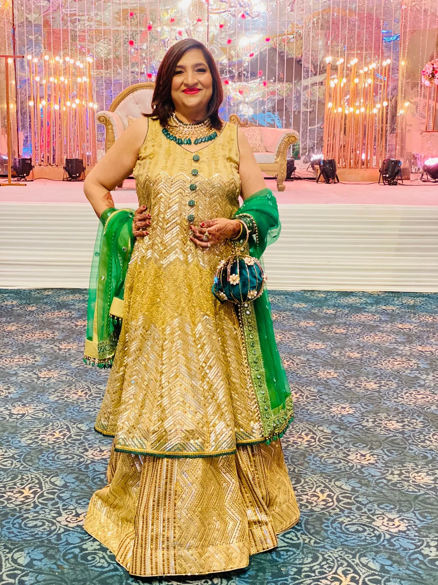 Golden Green Lehenga