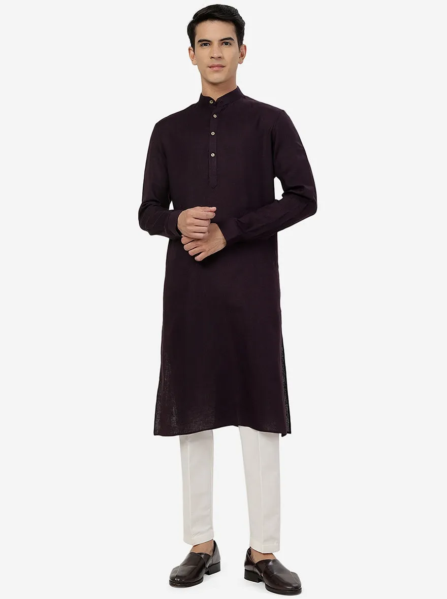 Grape Wine Solid Regular Fit Modi Kurta | JadeBlue