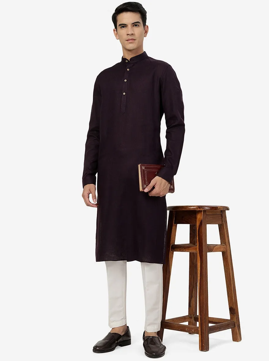 Grape Wine Solid Regular Fit Modi Kurta | JadeBlue