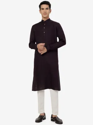 Grape Wine Solid Regular Fit Modi Kurta | JadeBlue