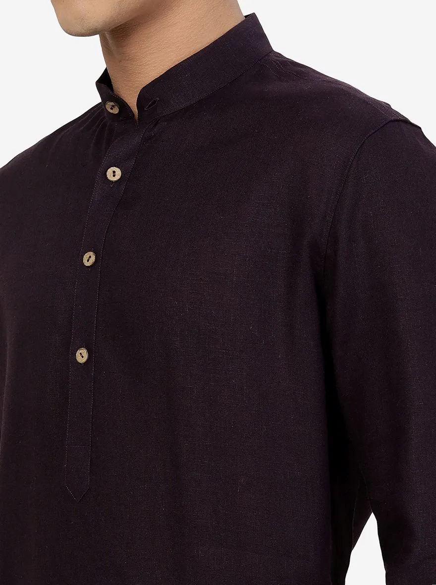 Grape Wine Solid Regular Fit Modi Kurta | JadeBlue