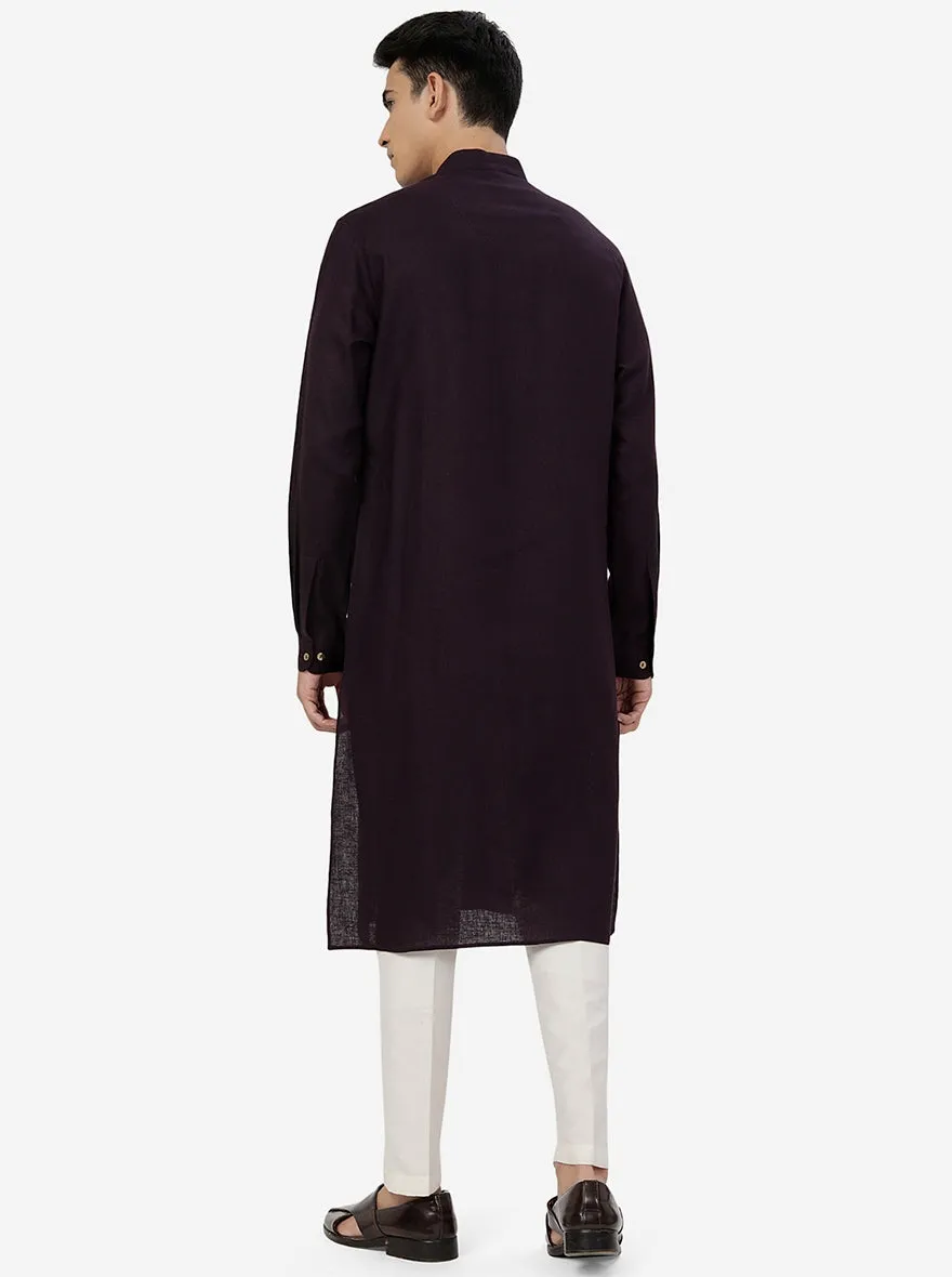 Grape Wine Solid Regular Fit Modi Kurta | JadeBlue