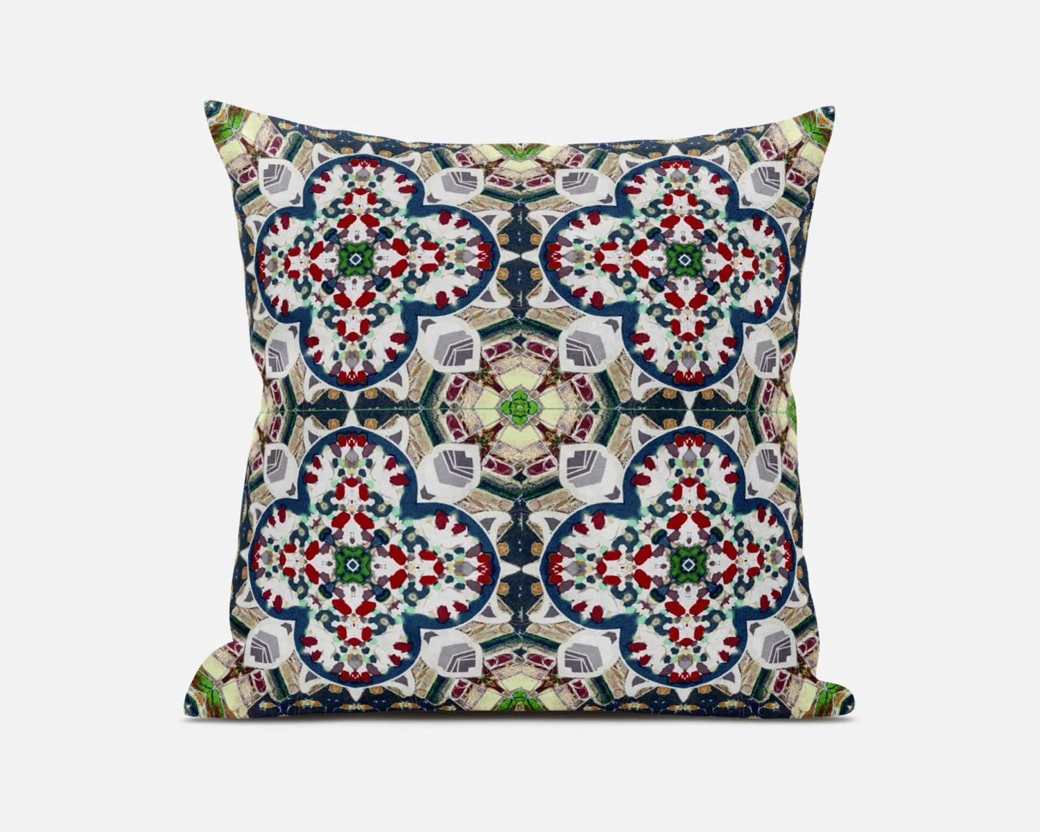 Green White Cloverleaf Boho Suede Throw Pillow
