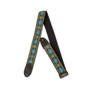 Gretsch G Brand Guitar Strap, Blue/Orange Black Ends