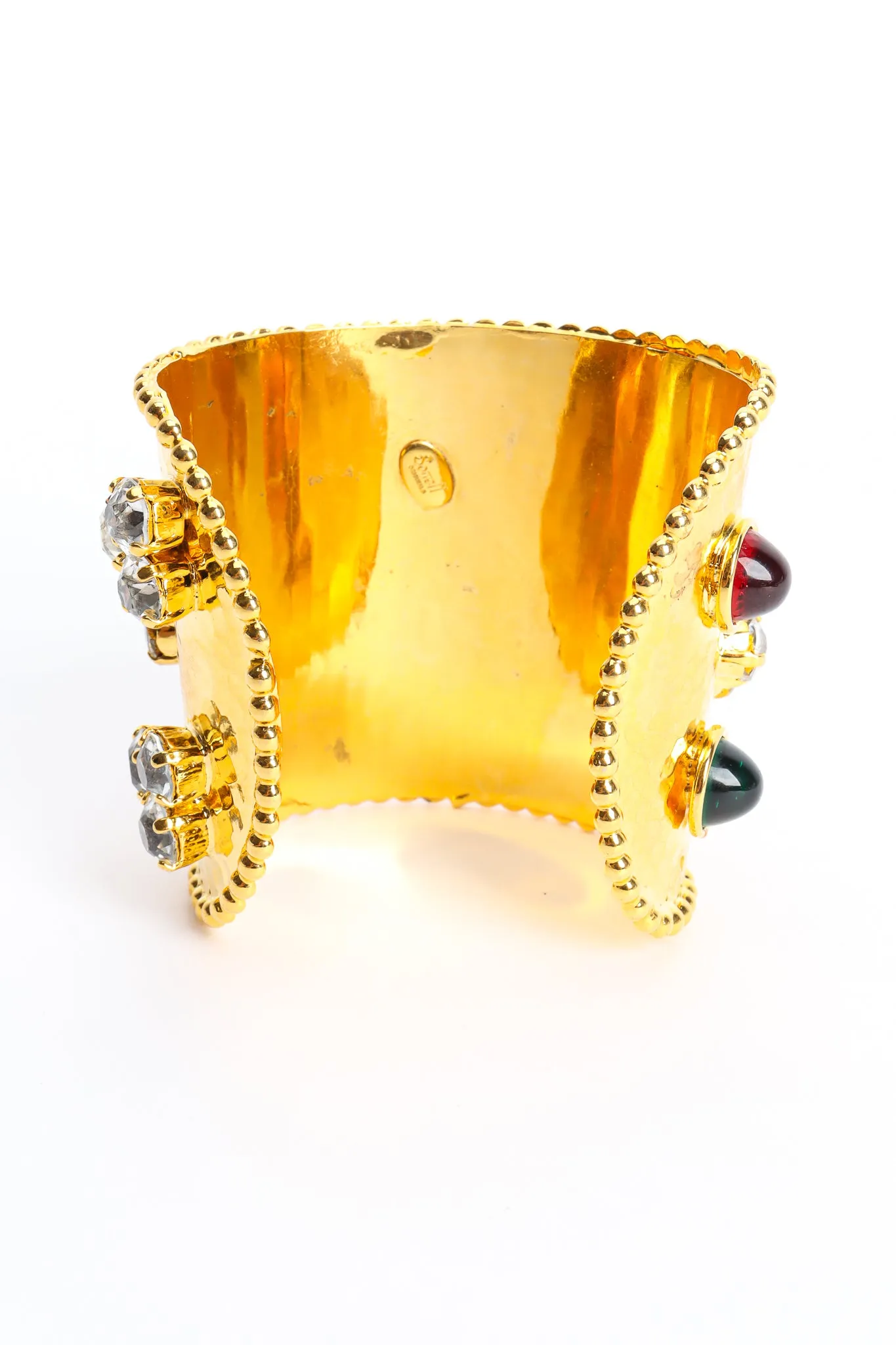 Hammered Cabochon Crystal Cuff I